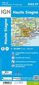 Carte IGN Top 25 3543ET - Haute-Siagne 