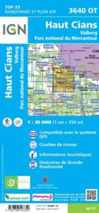 Carte IGN Top 25 3640OT - Haut Cians / Valberg / PN du Mercantour